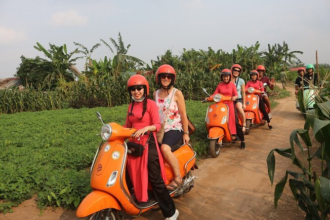 Beautiful Female Riders Vespa Red River Countryside Tour 5 Hours - Lunch, Coffee, and Local Flavors