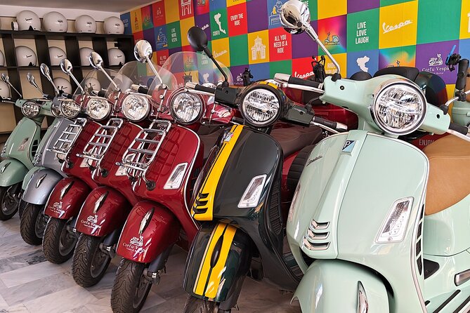 Corfu 300cc Vespa Scooter Rental - Picking Up the Vespa on Ioannou Theotoki Street