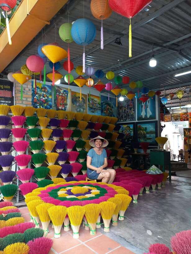 Hue Imperial City & Abandoned Water Park Tour by E-Scooter - Watching incense take shape in Thuy Xuan