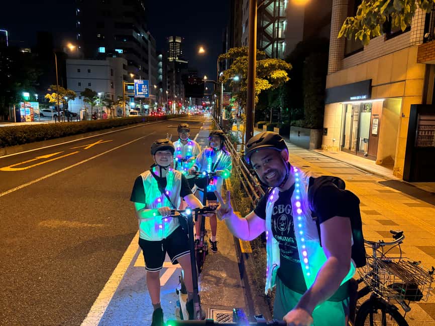 Night E-Scooter Ride to Tokyo Tower - No License Needed - A playful way to see Tokyo after sunset