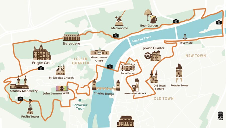Prague: Fat Tire E-Scooter Guided Tour - Strahov Monastery, Petřín Hill, and the return route