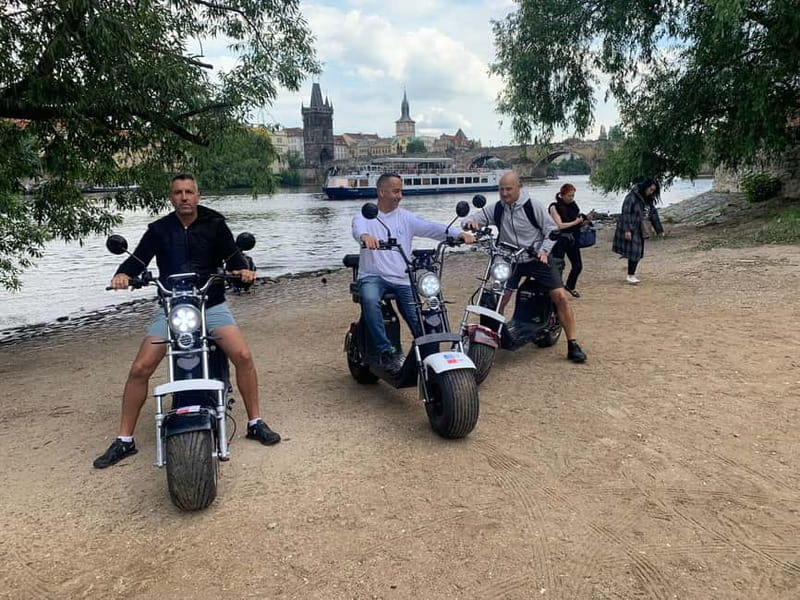 Prague: Guided Fat Tire e-Scooter Tour - Kampa Park, the river, and the National Theater