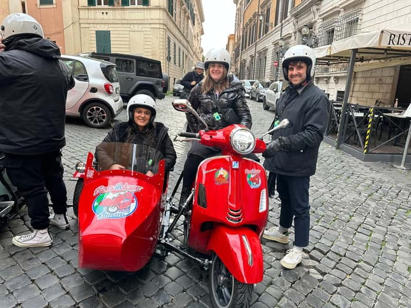 Rome 1.5 hours Private tour in Vespa Sidecar vintage style - Along the Tiber to Castel Sant’Angelo and the Jewish Quarter