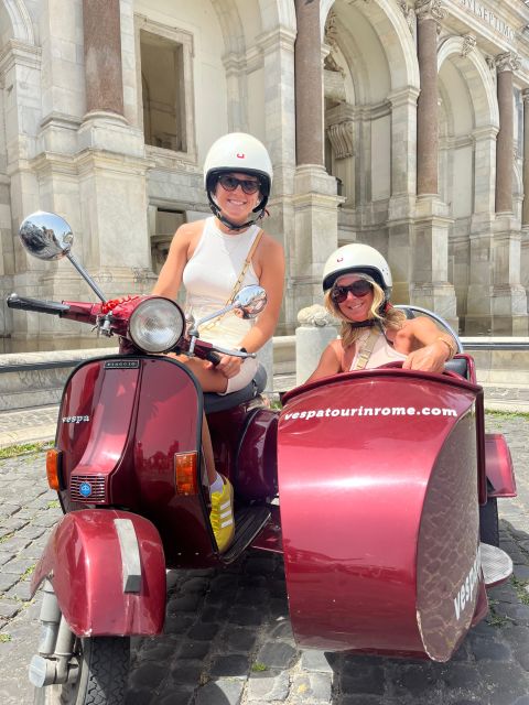 Rome: Evening Fiat 500 and Vespa Prosecco Tour - The Baths of Caracalla add ancient scale