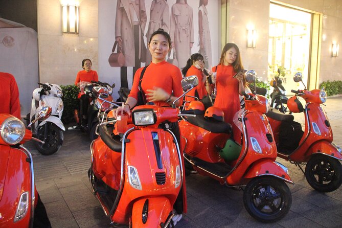 Saigon Vespa By Night Street Food With Female Riders Ao Dai - Banh xeo, nem lui, and a family recipe