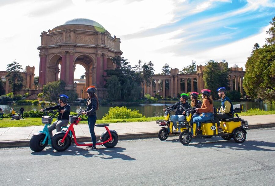 San Francisco: Electric Scooter Rental with GPS Storytelling - The hill to the Bridge Welcome Center plaza