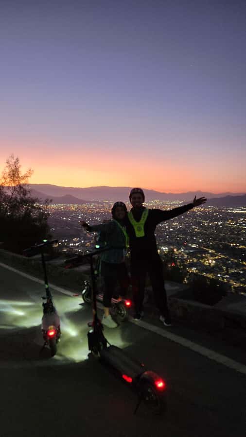 Santiago sunset tour on an electric scooter. City and nature - The cable car ride from Pedro de Valdivia Norte