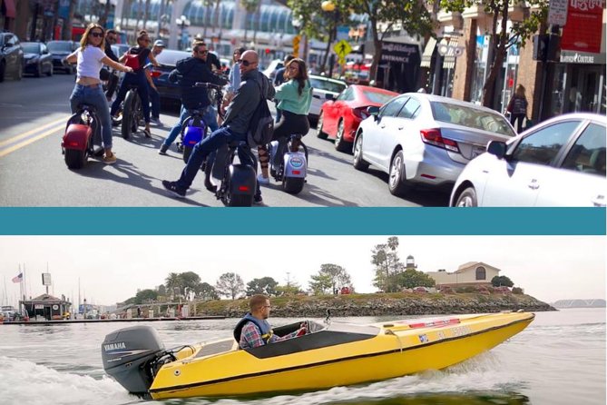 Super Saver: Self-Guided Speed Boat Adventure & iRide GPS Guided ScooterTour - USS Midway and the Maritime Museum from the bay