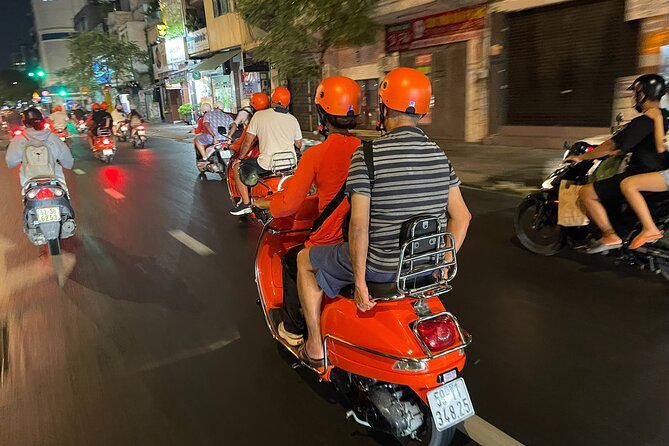 Vespa Female Ao Dai riders Night Street Food + See Train Street - Long Bien Bridge after sunset