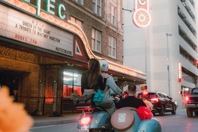 VESPA SiDECAR Tour in San Antonio with Tacos - The Alamo, downtown views, and historic streets